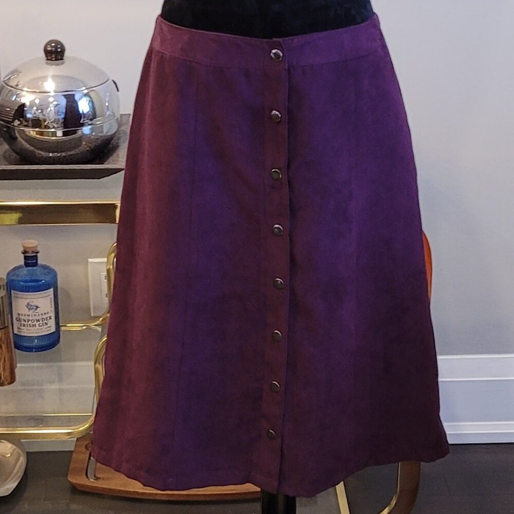 EUC Croft & Barrow Faux Suede A-Line Midi Skirt | Purple | Size 10